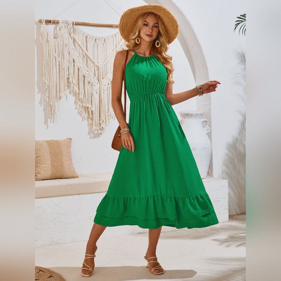 Ruffled Round Neck Sleeveless Dress - Picture 1 of 7